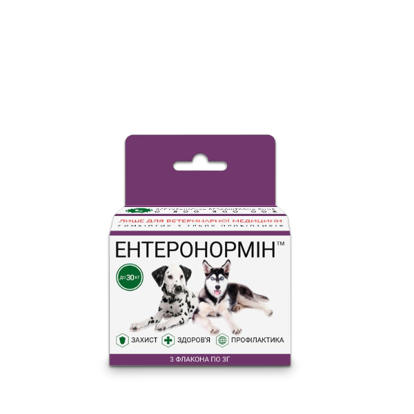 ЕНТЕРОНОРМІН™ з Йодіс+Se для домашніх улюбленців до 30кг (3 флакона по 3г і 3 флакона 15мл)